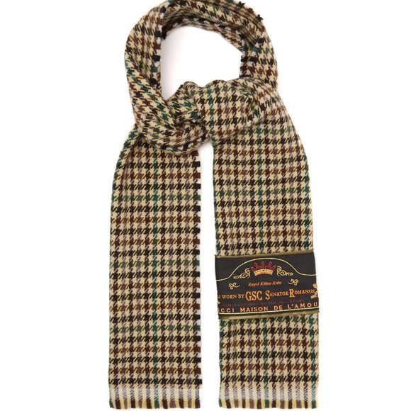 Gucci Houndstooth Kitten Robe Scarf in Brown - Picture 1 of 6